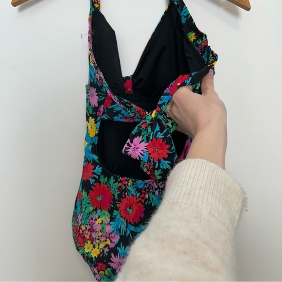 Seafolly black floral print one piece tie around the neck swimsuit - Picture 12 of 13